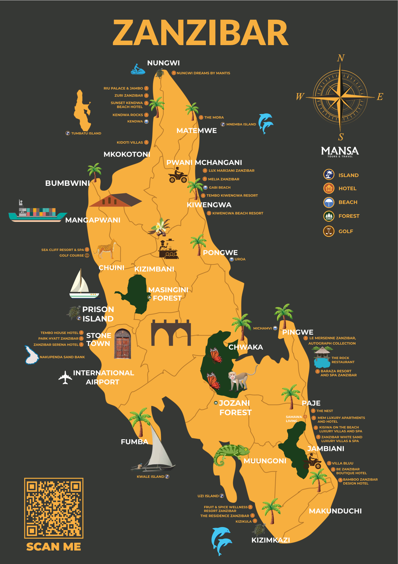 Mansa branded Zanzibar destination map